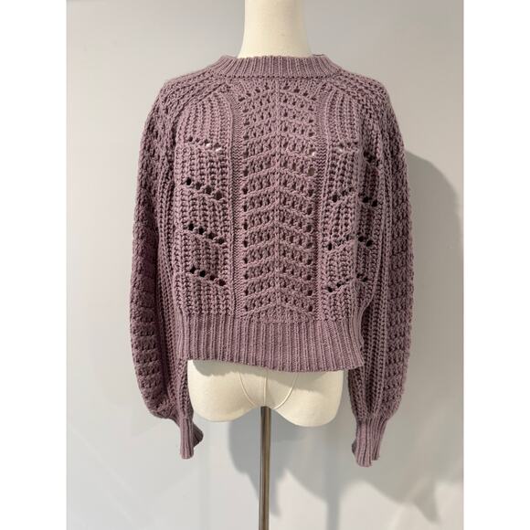Happy x Nature by Kate Hudson Lavender Lilac Purple Knit Cropped Sweater Sz S - Picture 2 of 5